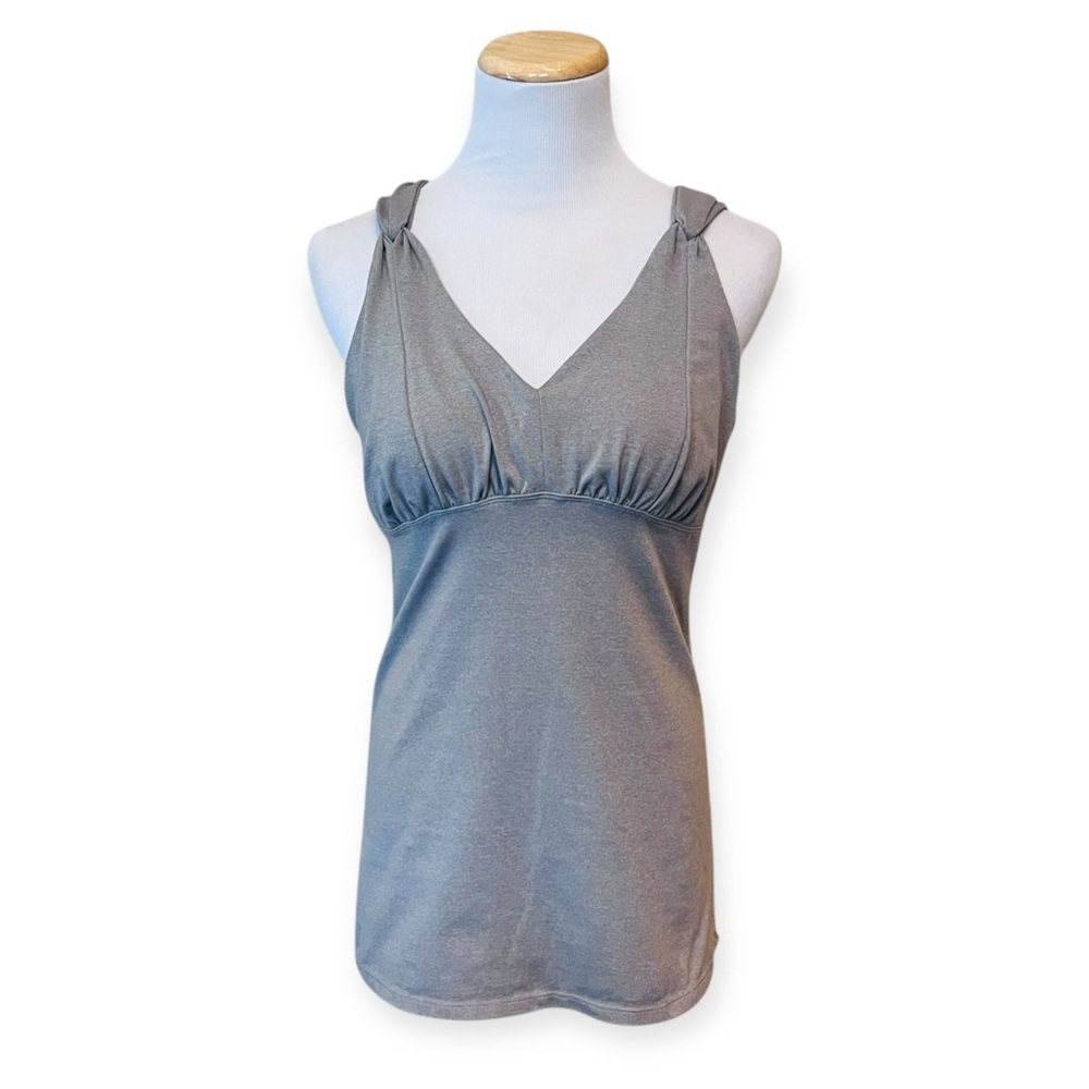 ATHLETA Gray Empire Waist Bella Long Tank Top Size Medium Tall Tunic Bra
